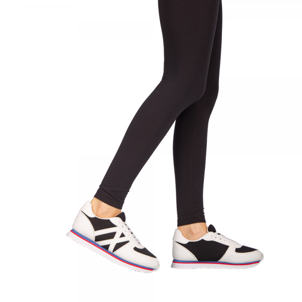 Γυναικεία αθλητικά παπούτσια    Cery μαύρα με λευκό, 4 - Kalapod.gr